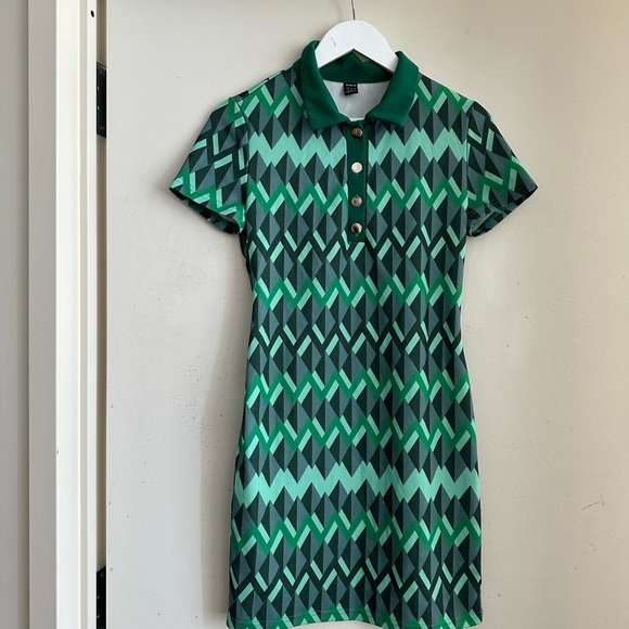 Shein Geo Print Quarter Button Dress - Picture 5 of 7